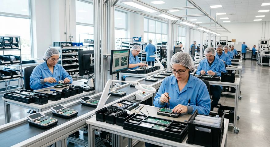 Professional assembly line for custom digital clocks