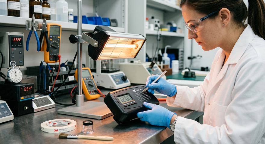 Quality control testing for ink adhesion on digital clock casing
