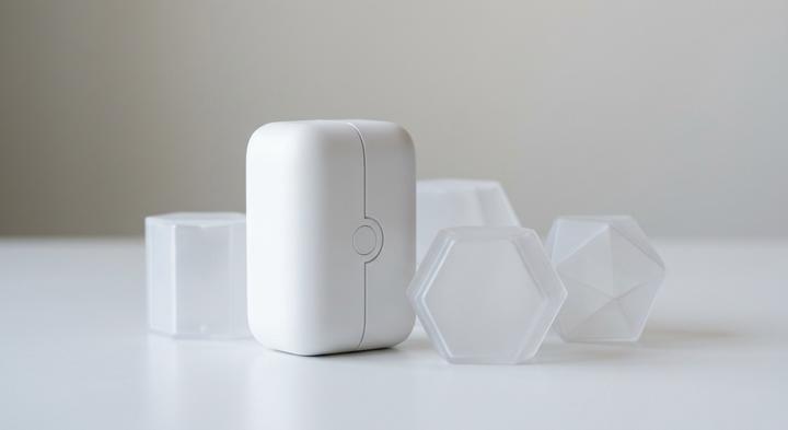 Minimalist matte white and translucent product enclosures demonstrating clean parting lines