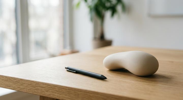 A minimalist workspace focusing on design and engineering prototyping with soft lighting.