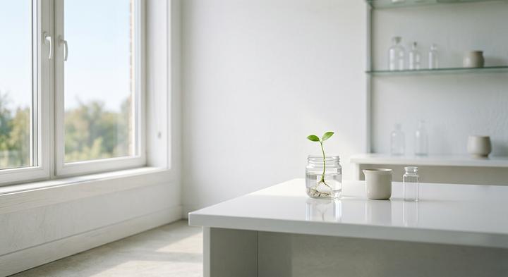 Bright and sanitized minimalist modern workspace corner representing strict quality standards by electronic promotional gifts manufacturer