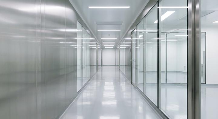 Sterile pharmaceutical cleanroom environment representing sensor siting requirements