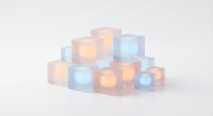 Abstract 3D illustration symbolizing temperature and humidity calibration equilibrium