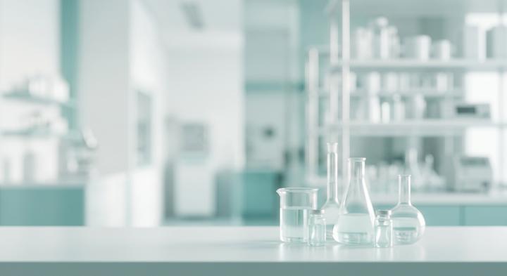 Soft focus background of a modern cleanroom testing facility representing strict quality control and compliance standards