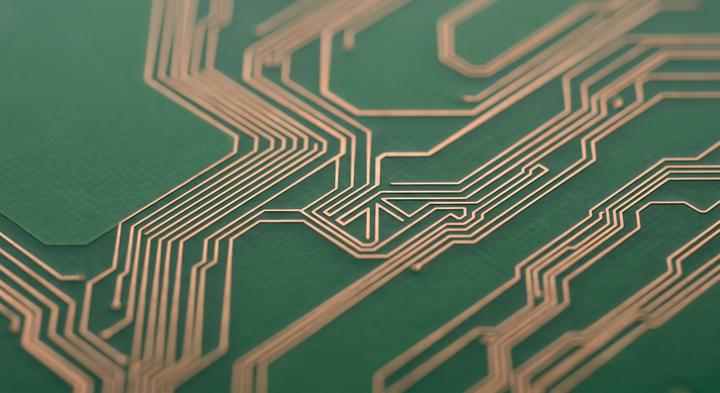 Macro view of clean PCB traces representing precise physical isolation and thermal relief routing