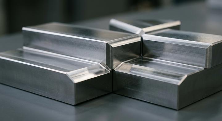 Abstract macro view of precision machined steel mold geometry