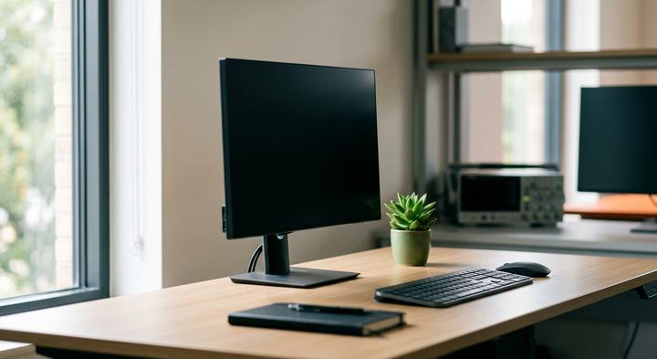 Modern clean electronics engineering workstation with soft natural light