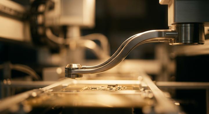 Sleek and modern automated electronics SMT manufacturing line atmosphere