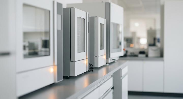 Sleek environmental testing chamber in a professional quality control laboratory.