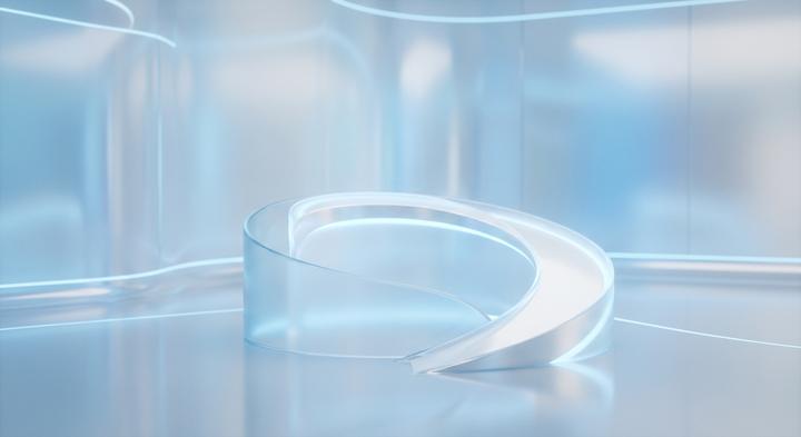 Abstract sterile high-precision environment with soft blue light paths