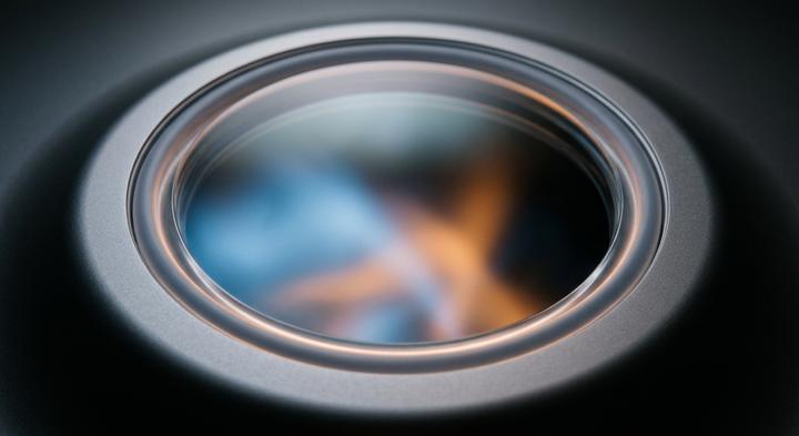 Abstract environmental test chamber window with soft temperature gradient lighting