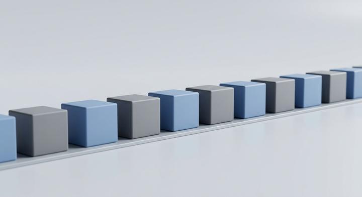 Abstract 3D geometric visualization of orderly production and quality control steps