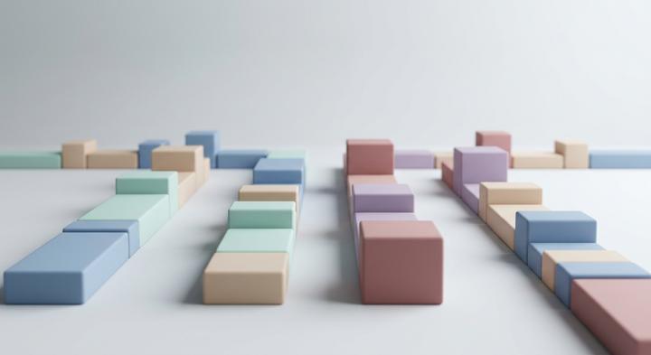 Abstract 3D geometric shapes illustrating dual paths and balanced compliance standards