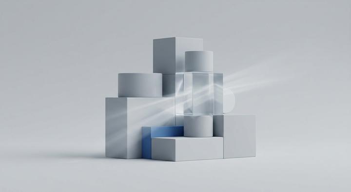 Abstract 3D geometric concept representing precision and calibration