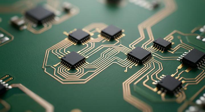 Macro view of high-quality electronic PCB design and copper traces