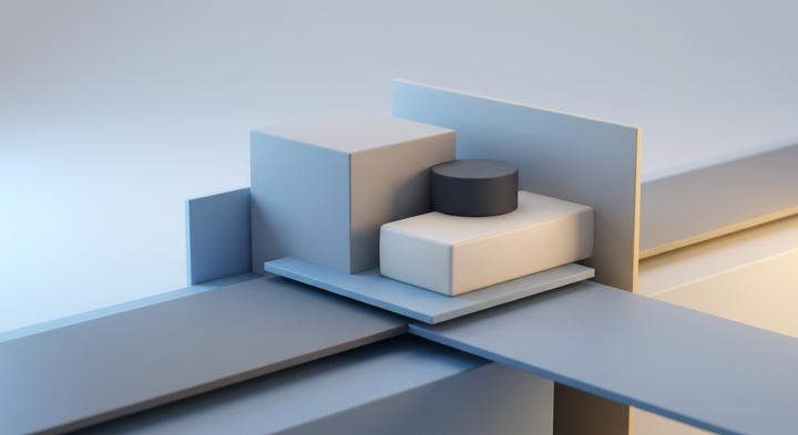 Abstract 3D geometric shapes representing electronic compliance and global standards