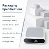 YGH-5262 digital kitchen scale packaging specifications showing box dimensions, weights and 30 units per carton