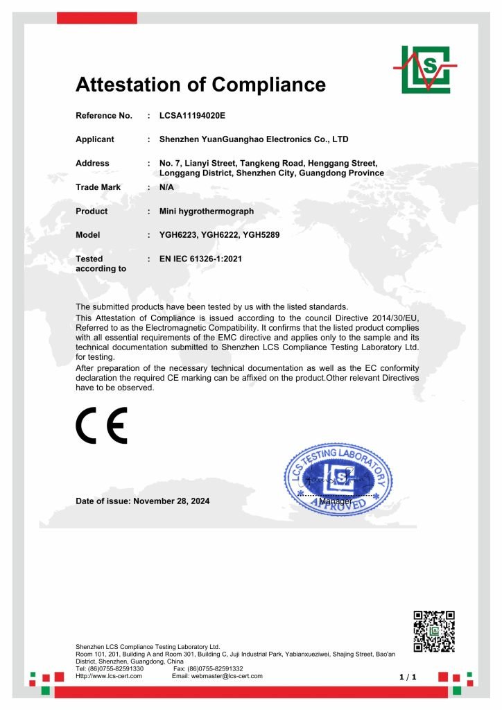 YGH6222 CE EMC attestation of compliance LCSA11194020E